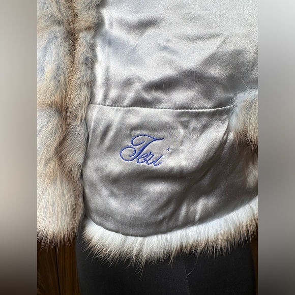 NORMAN AMBROSE 15" DYED SKY BLUE RUSSIAN SABLE FUR BOLERO JACKET COAT MEDIUM - Picture 15 of 16